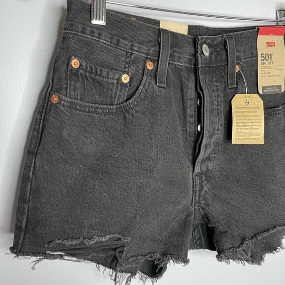 Levi's 501 Original Cutoff Light Wash Premium Denim Shorts Distressed Sz 27 - Picture 4 of 10